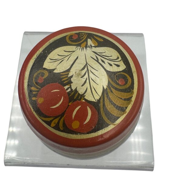 Hand-Painted Wooden Barrel Trinket Box Made In USSR - Picture 2 of 5